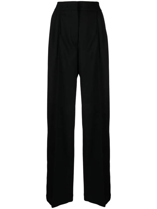 Pleated Wool-Blend Wide-Leg Trousers