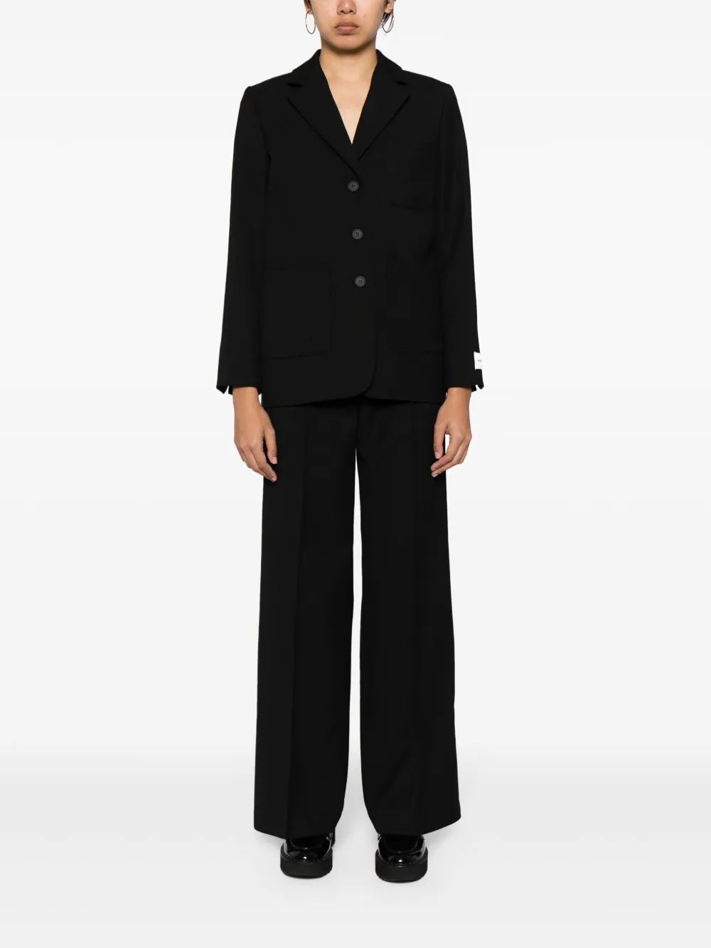 Pleated Wool-Blend Wide-Leg Trousers