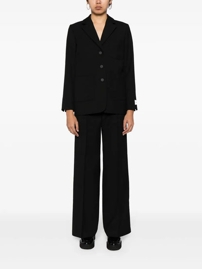 Pleated Wool-Blend Wide-Leg Trousers