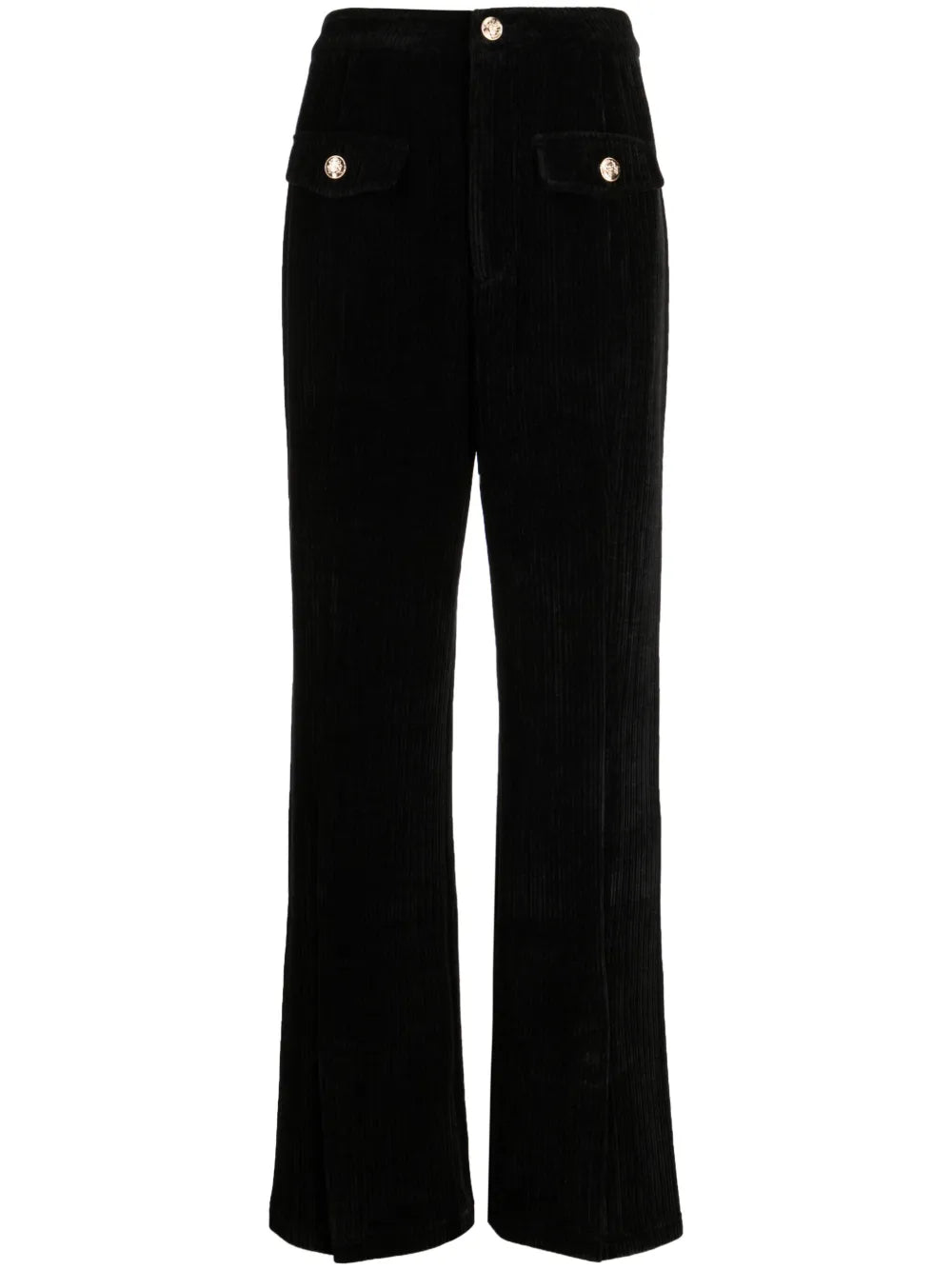Pleat-Detail Corduroy Flared Trousers
