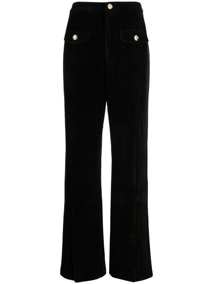 Pleat-Detail Corduroy Flared Trousers
