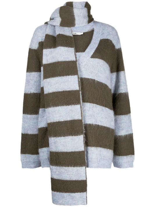 Stripe-Pattern V-Neck Jumper