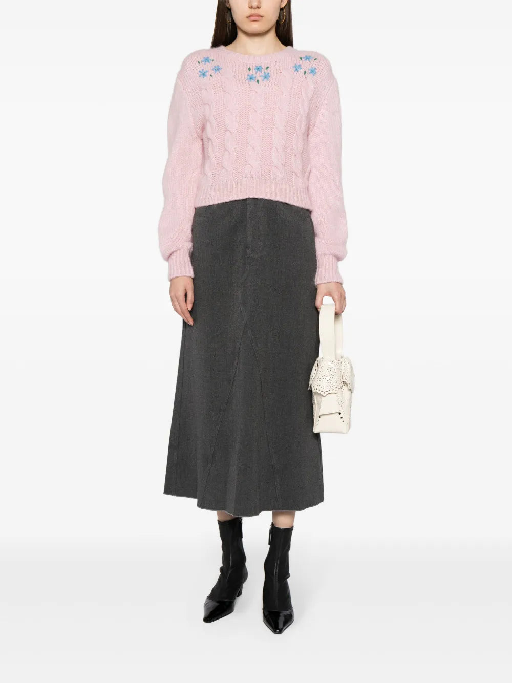 High-Waisted Panelled Midi Skirt