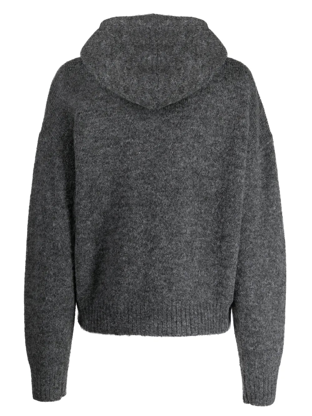 Drawstring-Hood Intarsia-Knit Hoodie