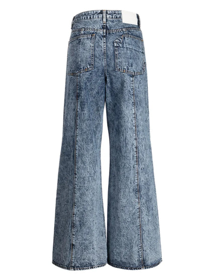 Logo-Patch Belted Wide-Leg Jeans