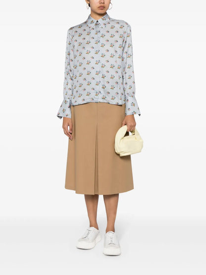 Floral-Print Twill Shirt