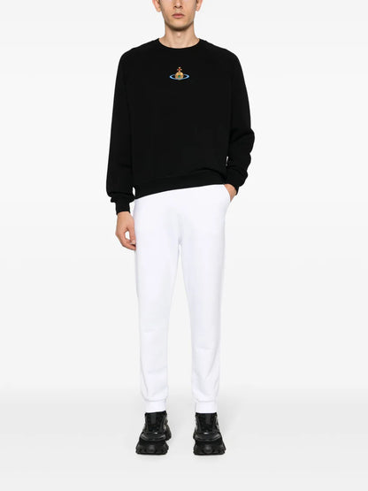 Orb-Embroidered Cotton Track Pants