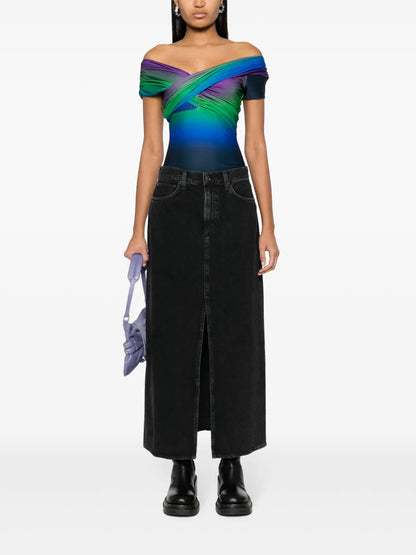 Mid-Rise Denim Skirt