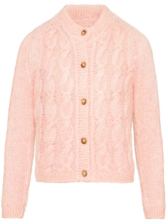 Faded Cable-Knit Cardigan