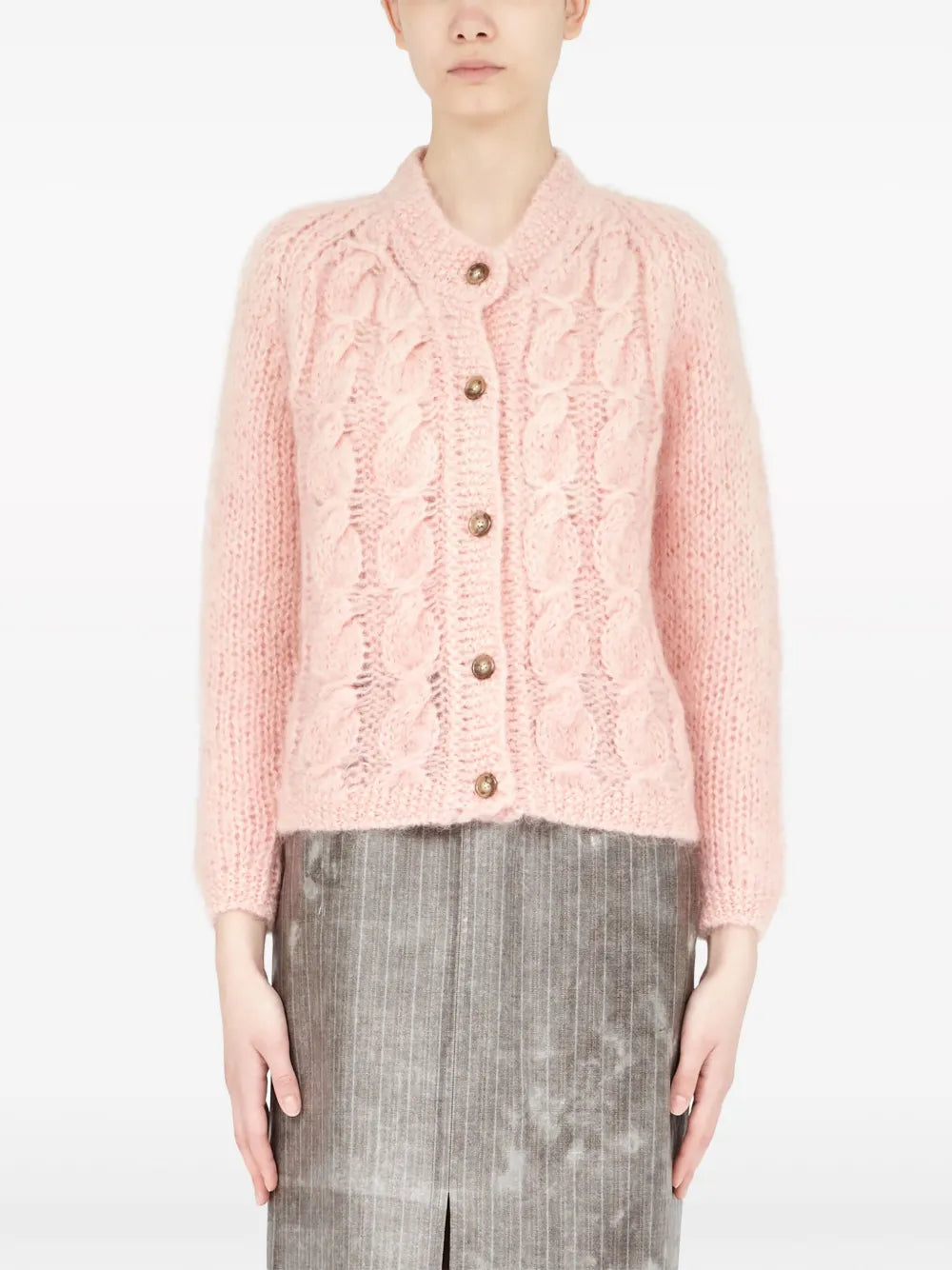 Faded Cable-Knit Cardigan