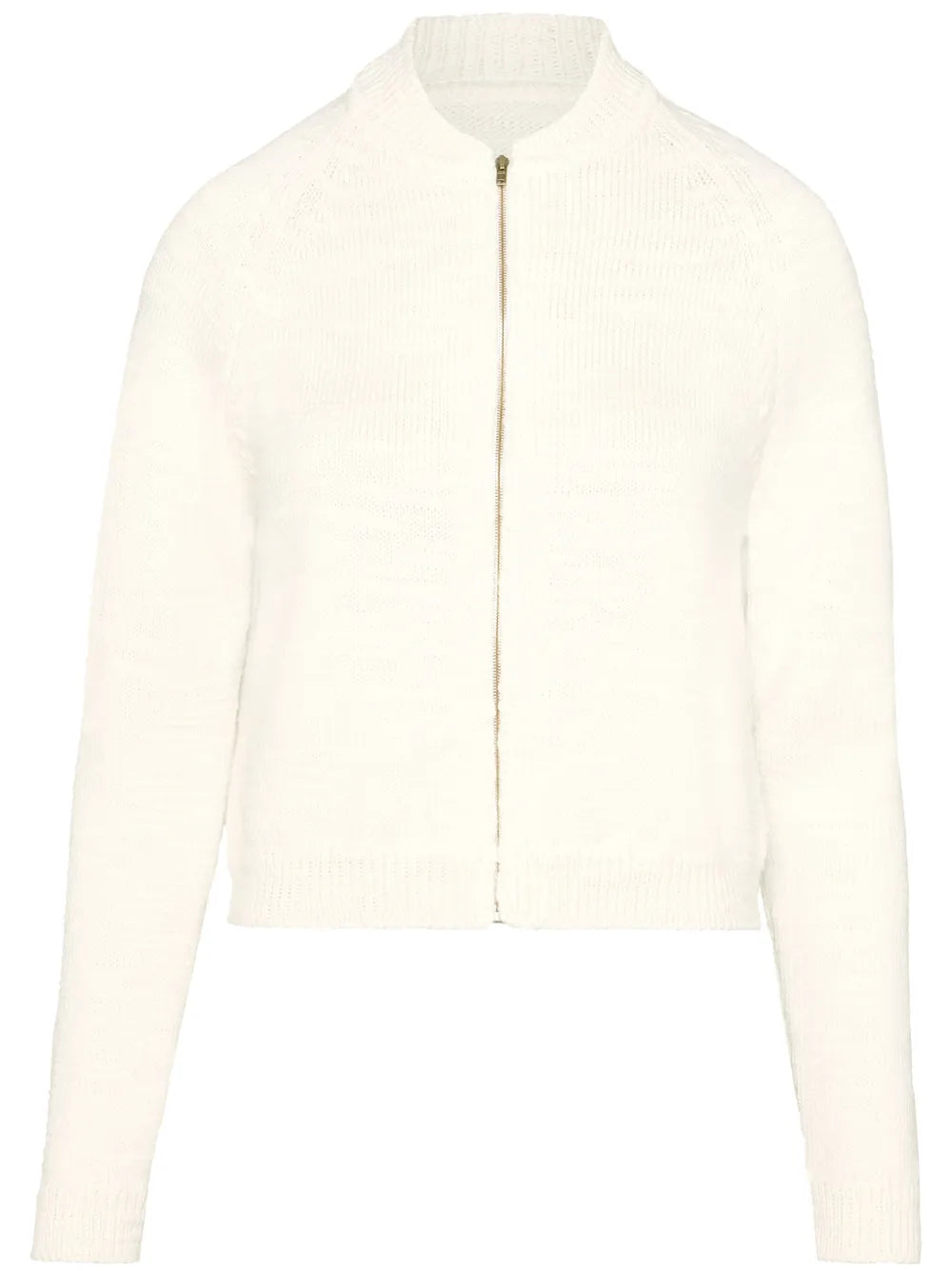 Ribbed-Knit Wool Cropped Cardigan