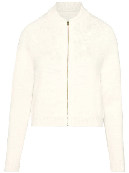 Ribbed-Knit Wool Cropped Cardigan