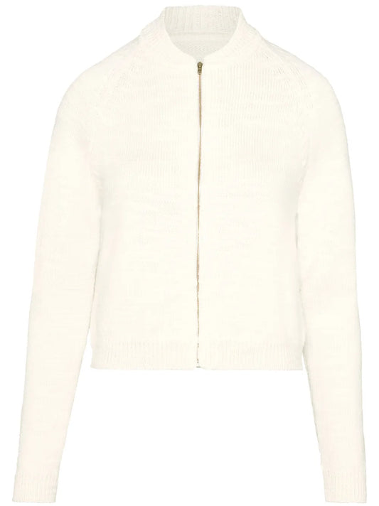 Ribbed-Knit Wool Cropped Cardigan