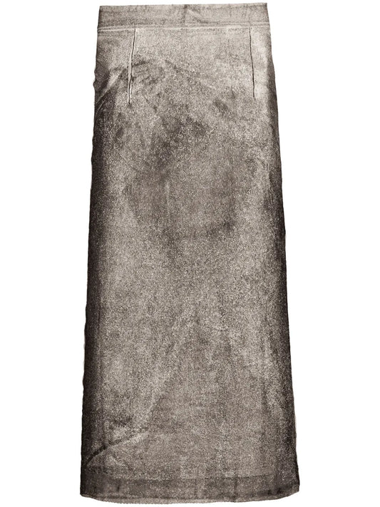 Serigraphic-Print Silk Skirt
