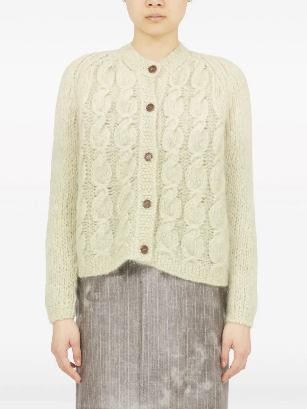 Faded Cable-Knit Cardigan