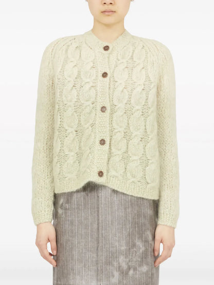 Faded Cable-Knit Cardigan