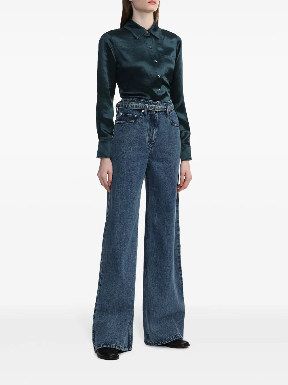 Belted Wide-Leg Jeans