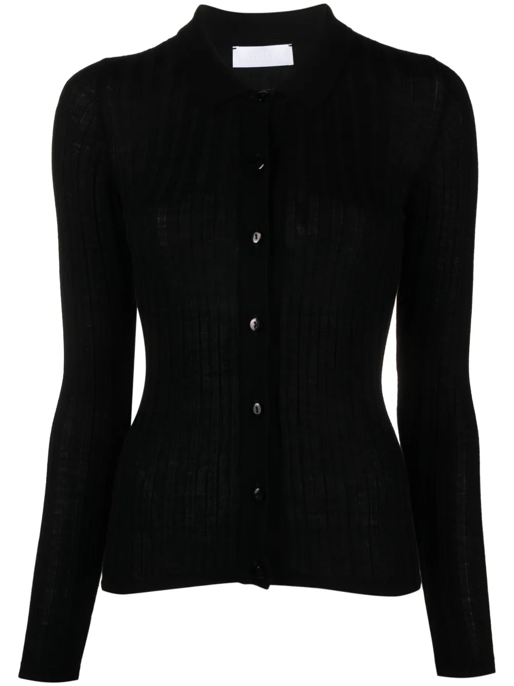 Ribbed-Knit Polo Cardigan
