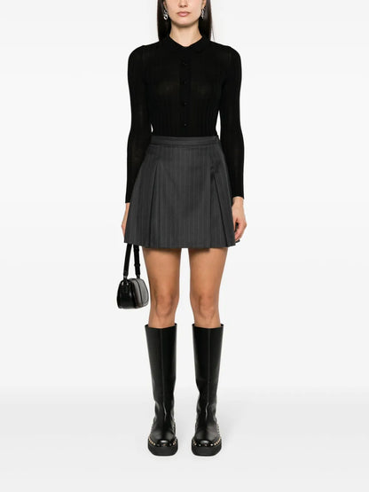 Ribbed-Knit Polo Cardigan