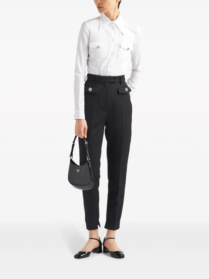 Jewel-Buttons Poplin Shirt