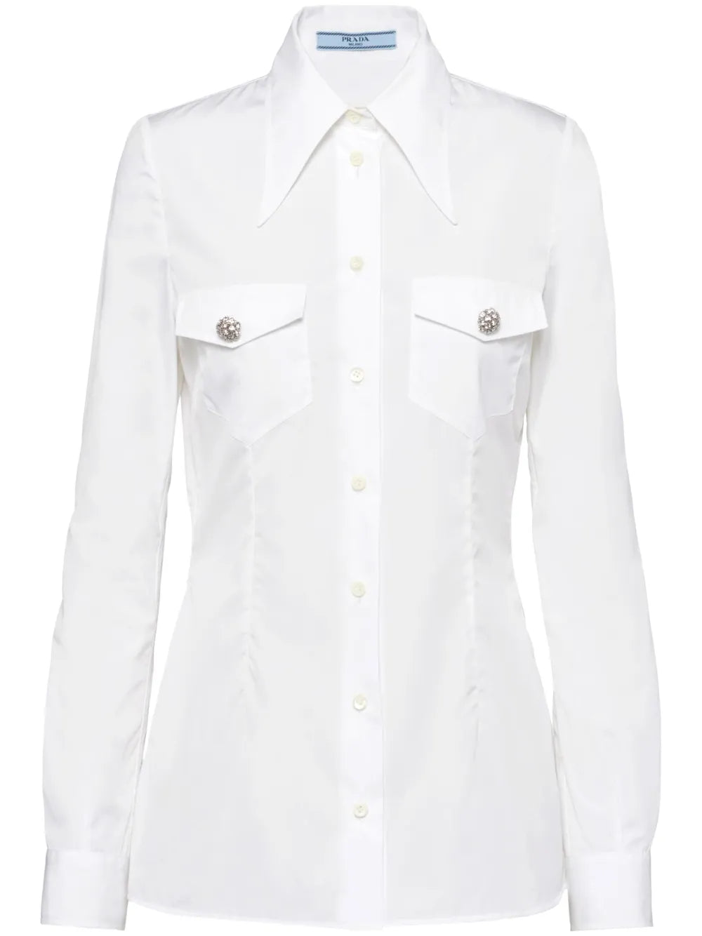Jewel-Buttons Poplin Shirt