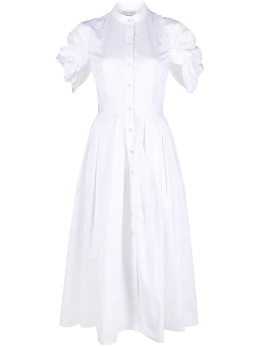 Ruched Cotton Shirtdress