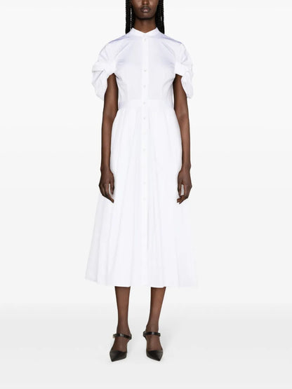 Ruched Cotton Shirtdress