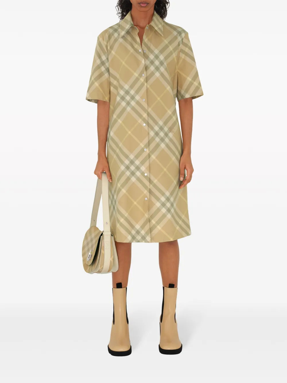 Vintage-Check Cotton Shirt Dress