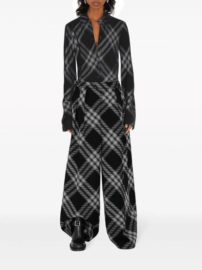 Vintage Check Wool Trousers