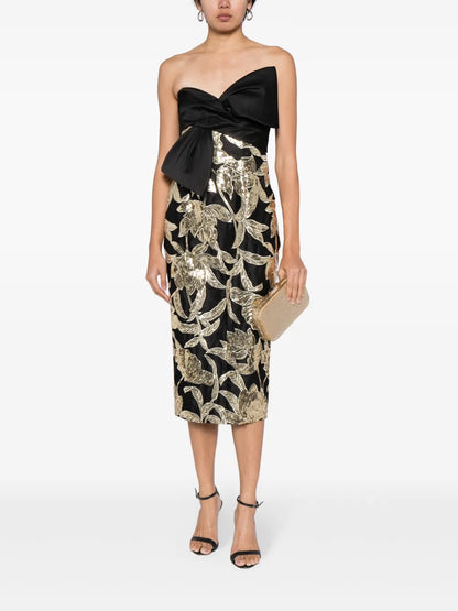 Lotus Sequin-Embellished Midi Dress
