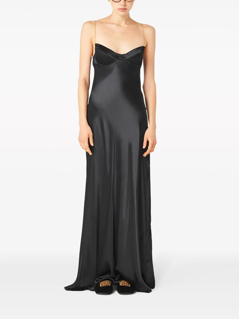 Chain-Straps Silk Dress