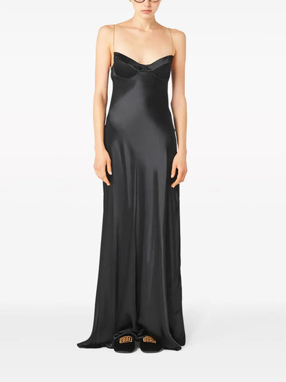 Chain-Straps Silk Dress