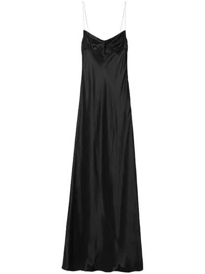 Chain-Straps Silk Dress