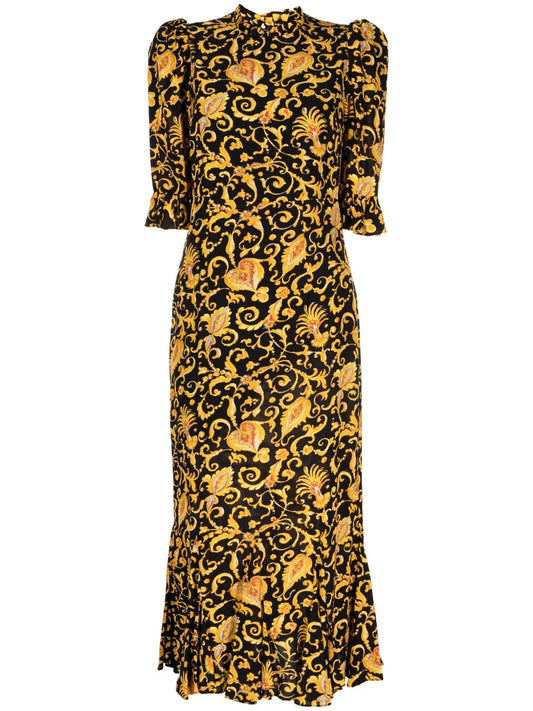 Felix Baroque-Print Midi Dress