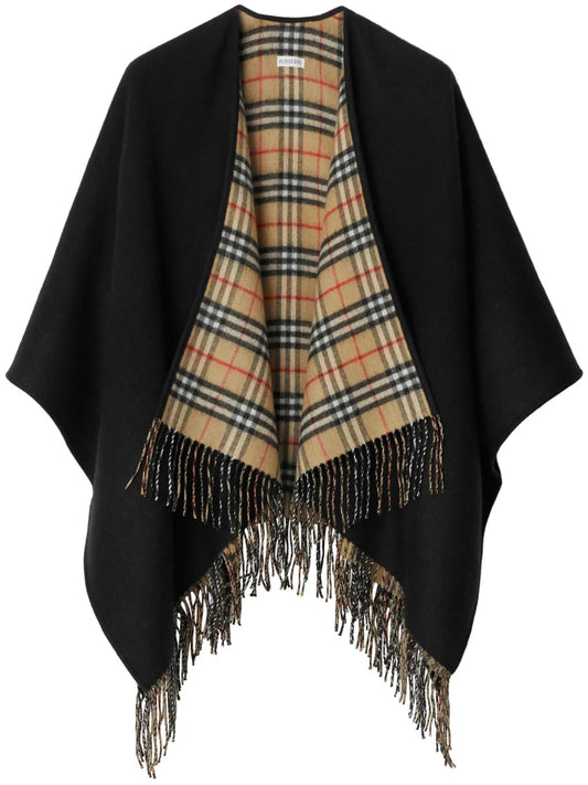 Check Wool Reversible Cape