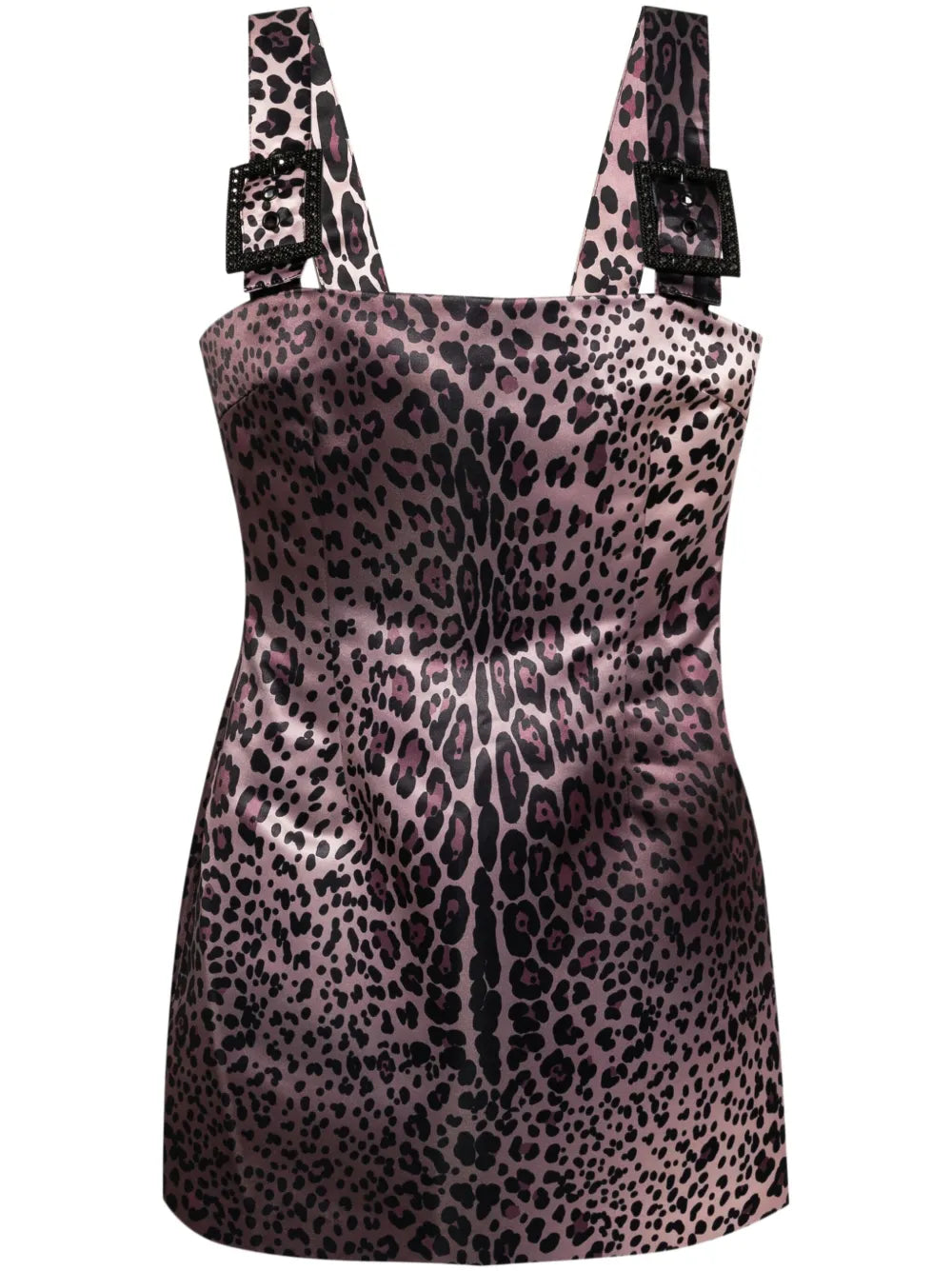 Leopardess Print Satin Mini Dress