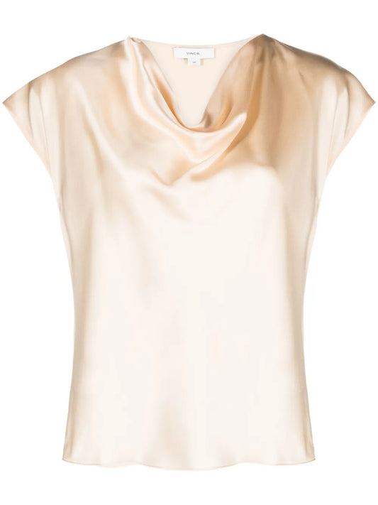 Cowl-Neck Silk Blouse