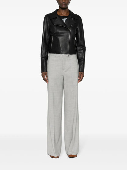 Pressed-Crease Wide-Leg Pants
