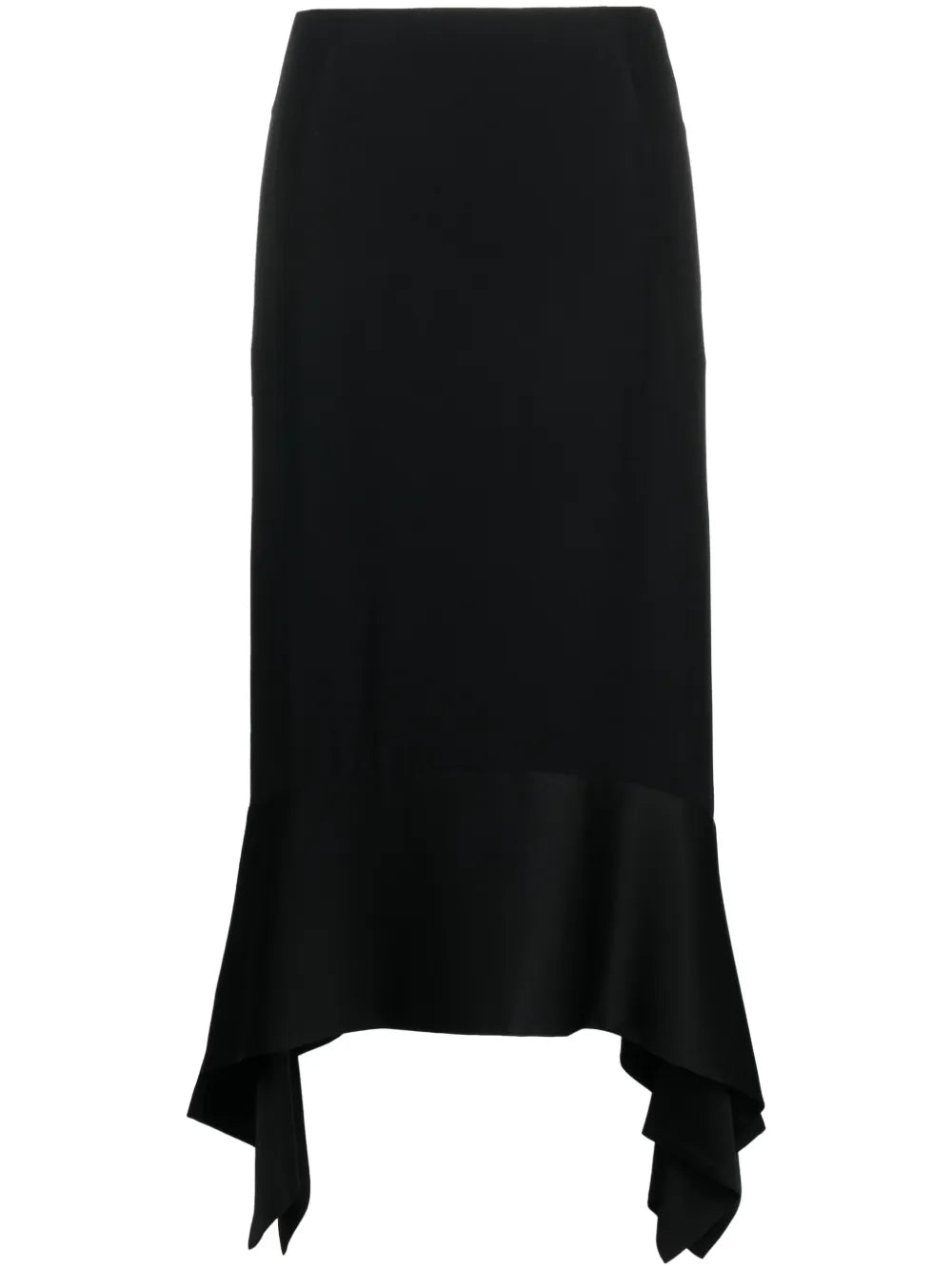 Asymmetric Crepe-Texture Midi Skirt