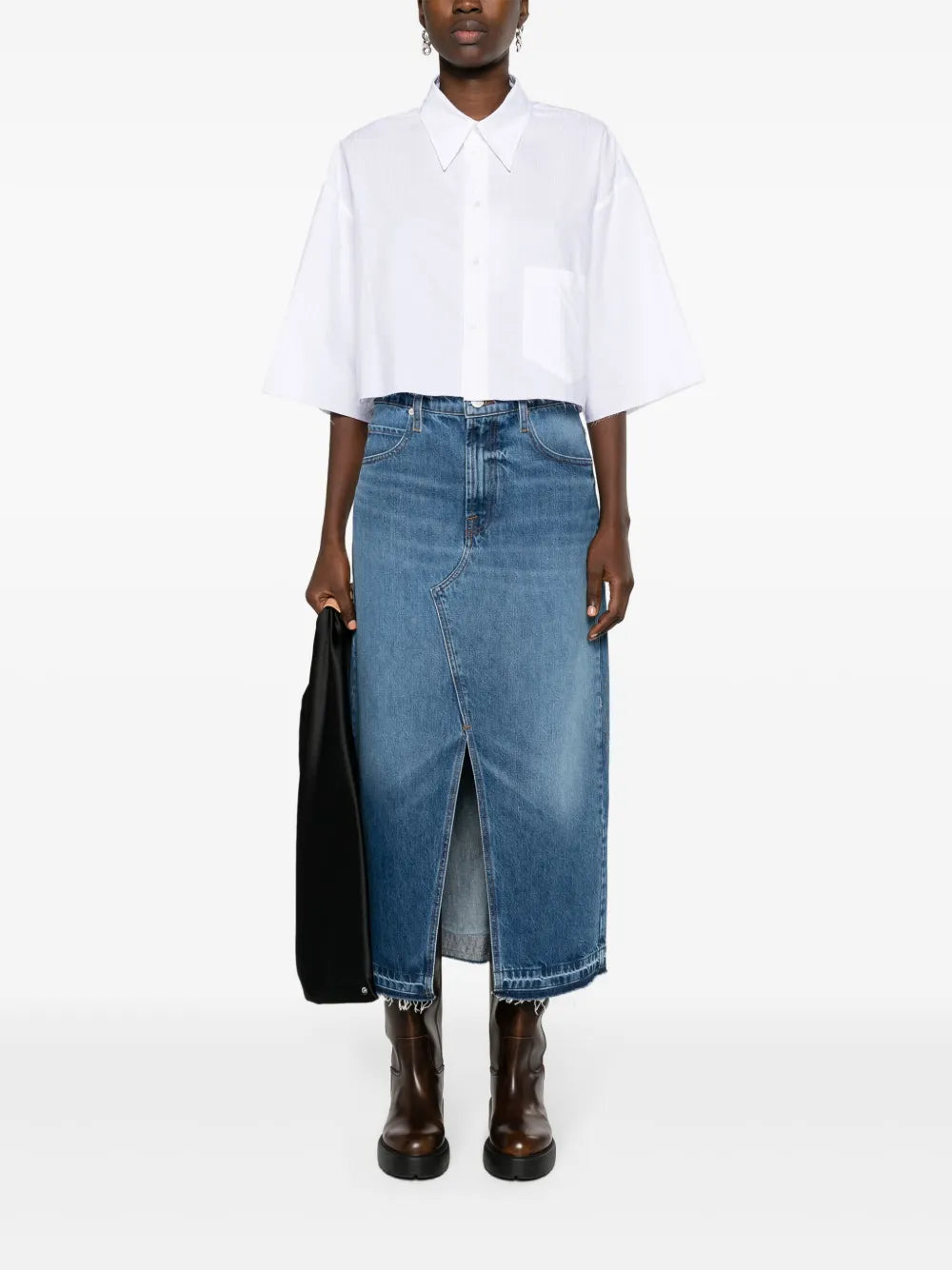 Cropped Pinstriped Poplin Shirt