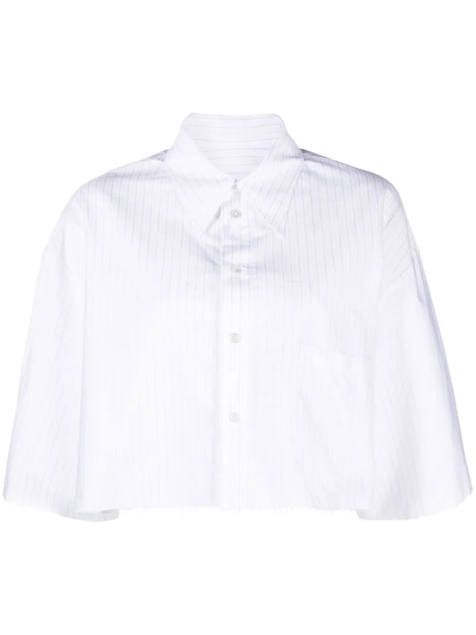 Cropped Pinstriped Poplin Shirt