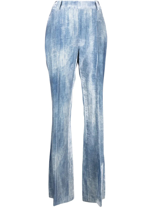 High-Waist Bootcut Velvet Trousers