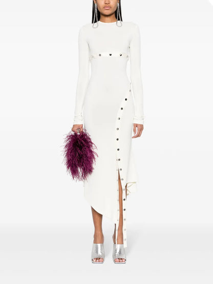 Long-Sleeve Asymmetric Midi Dress