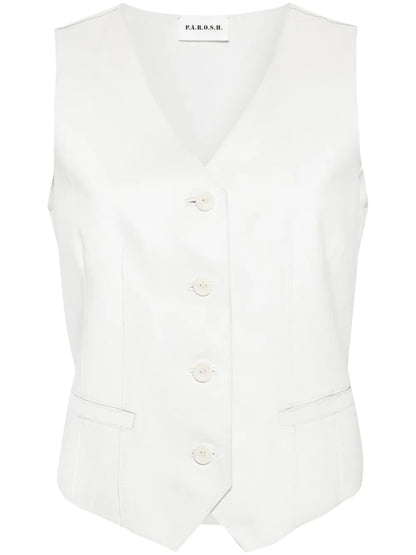 Single-Breasted Leather Waistcoat