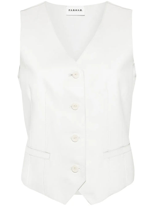 Single-Breasted Leather Waistcoat