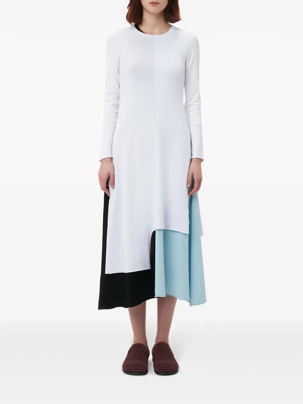 Colour-Block Layered Midi Dress