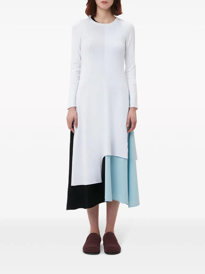 Colour-Block Layered Midi Dress