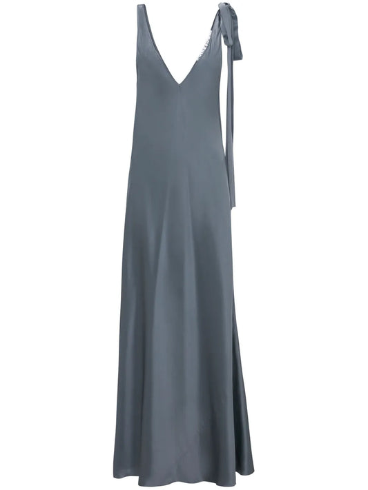 Tie-Fastening Silk Maxi Dress