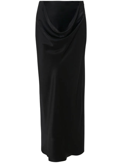Draped Silk Maxi Skirt