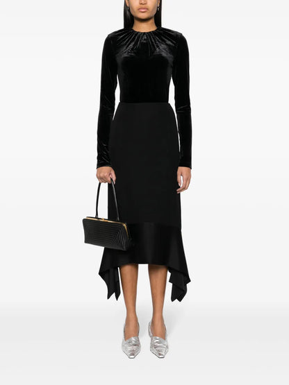 Gathered-Neck Velvet Top